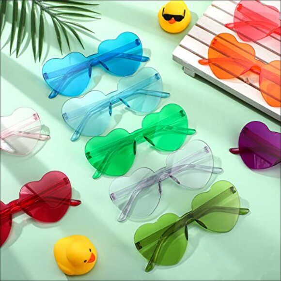 100 Pairs Heart Sunglasses Rimless Polycarbonate Party Favors